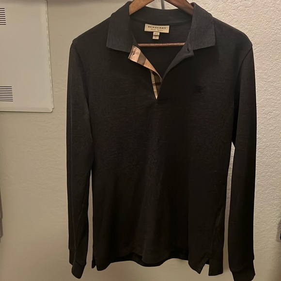 Men’s Burberry Grey Long-sleeve Polo - Picture 1 of 7
